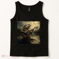 Weird Bass Fish Playing Bass Guitar Funny Cursed Meme Tank Top thumb 2