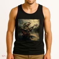 Weird Bass Fish Playing Bass Guitar Funny Cursed Meme Tank Top thumb 3