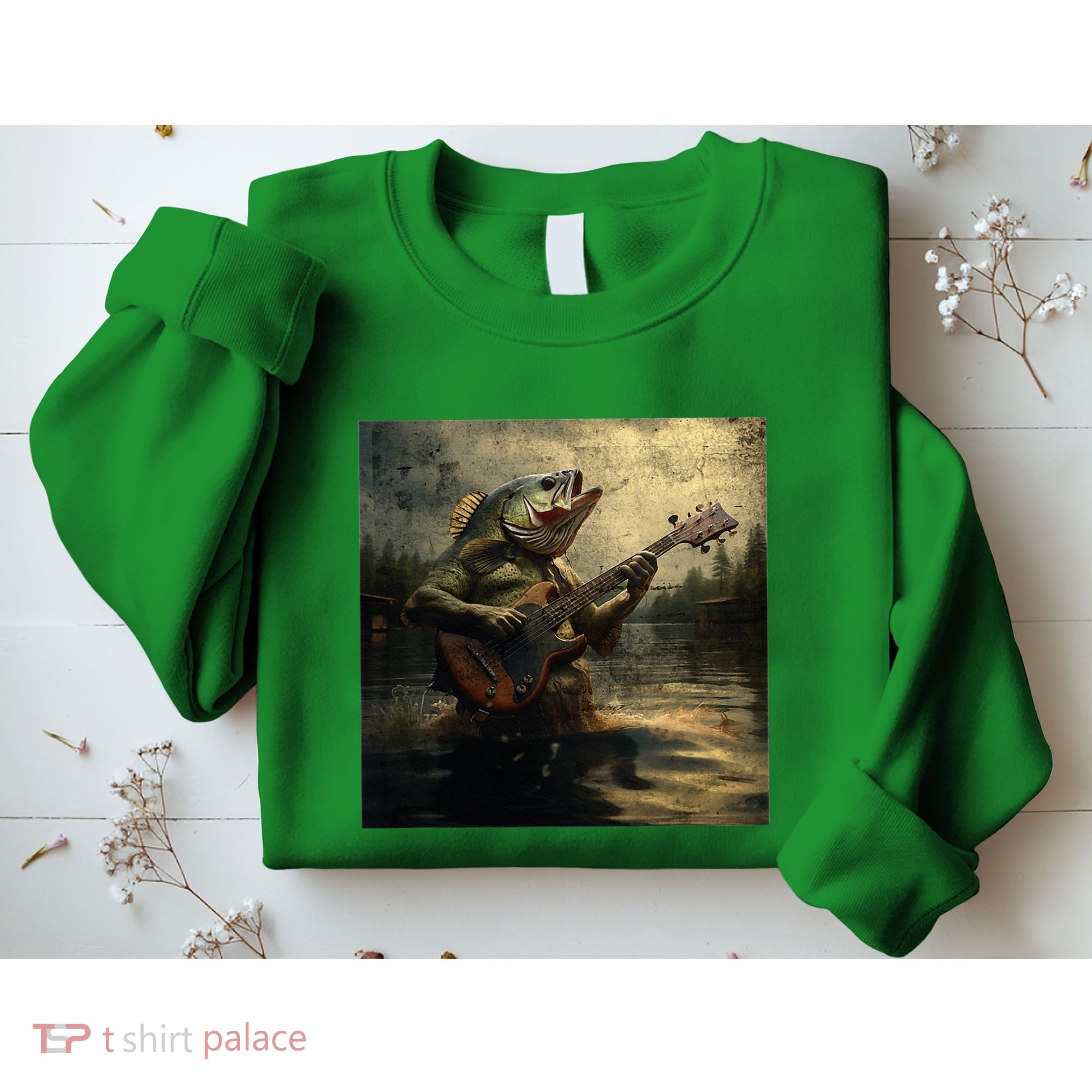 Weird Bass Fish Playing Bass Guitar Funny Cursed Meme Sweatshirt