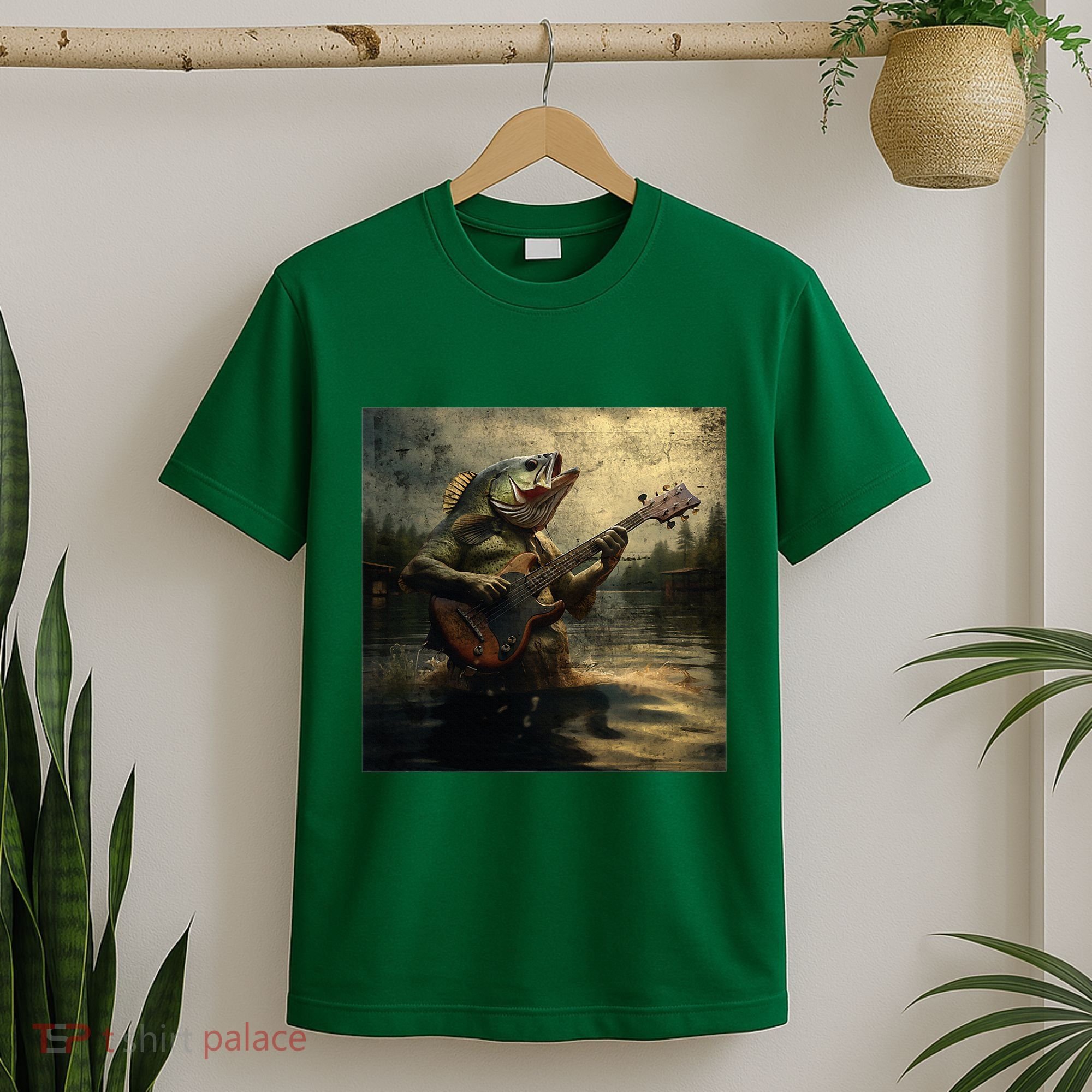 Weird Bass Fish Playing Bass Guitar Funny Cursed Meme T-Shirt