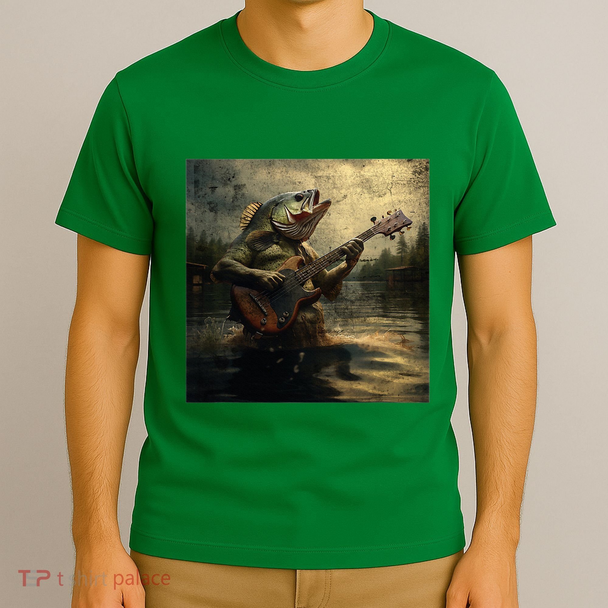 Weird Bass Fish Playing Bass Guitar Funny Cursed Meme T-Shirt