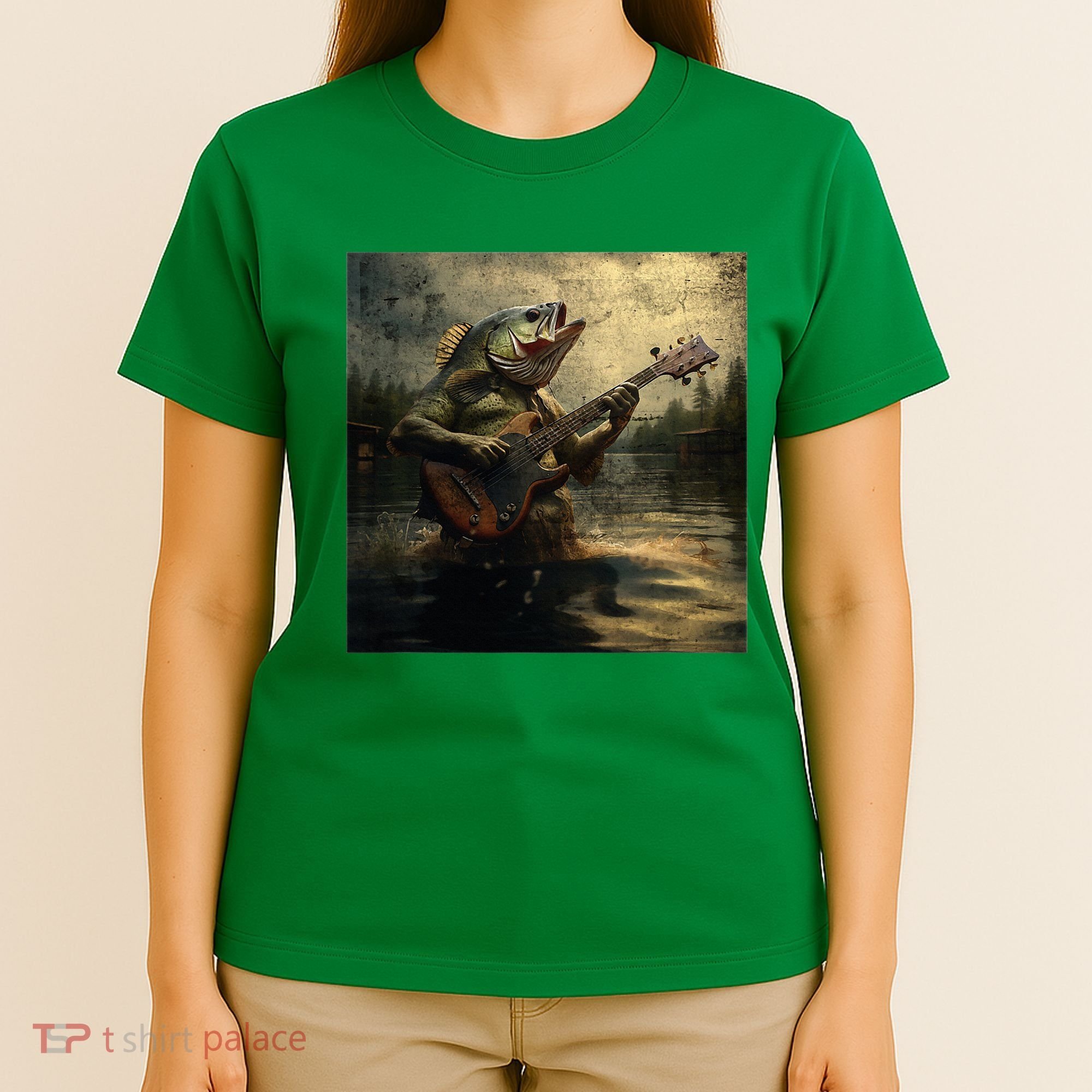 Weird Bass Fish Playing Bass Guitar Funny Cursed Meme T-Shirt