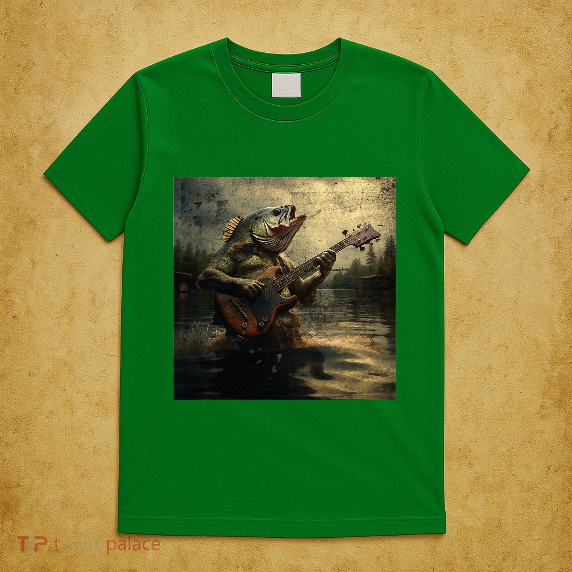 Weird Bass Fish Playing Bass Guitar Funny Cursed Meme T-Shirt