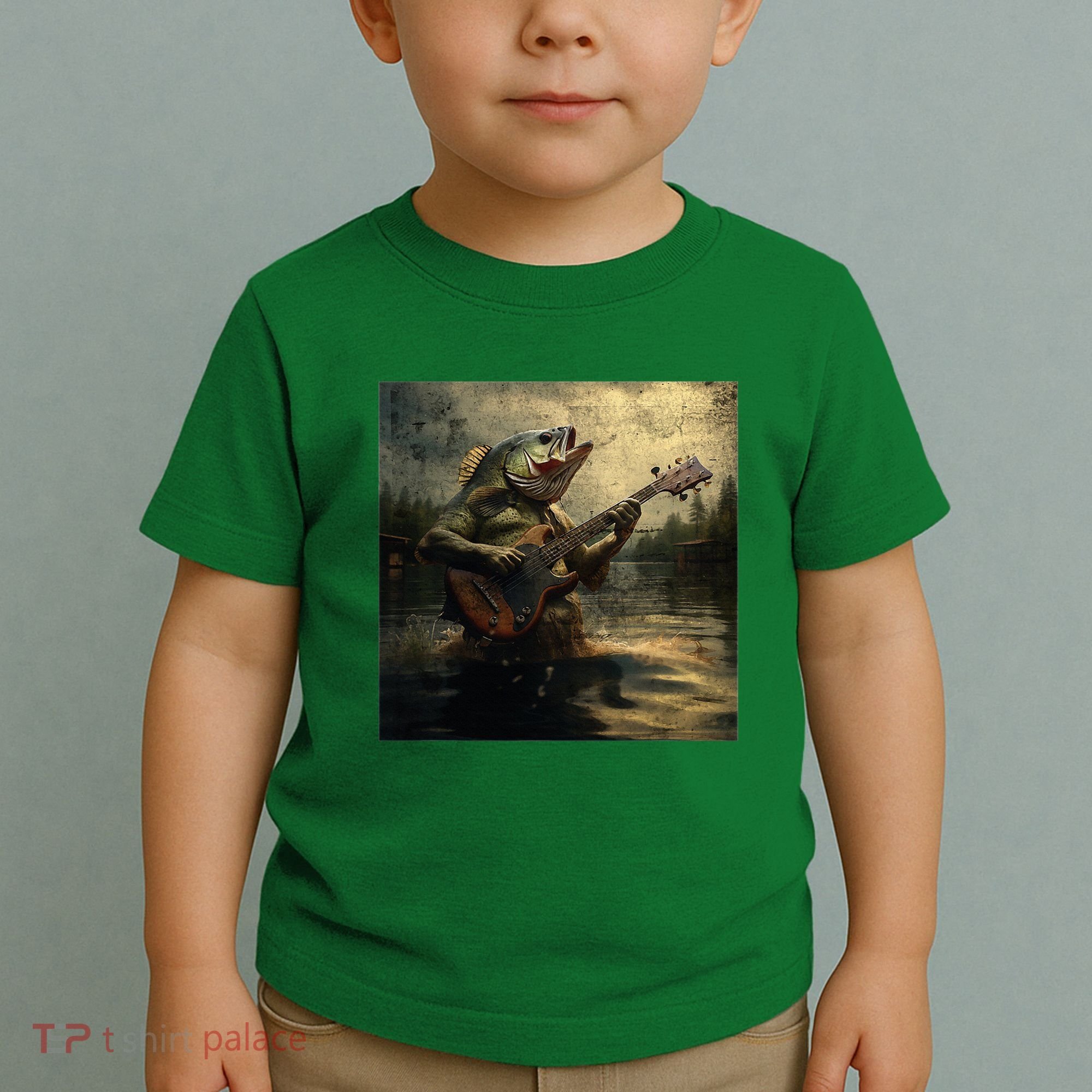 Weird Bass Fish Playing Bass Guitar Funny Cursed Meme Toddler T-Shirt
