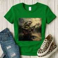 Weird Bass Fish Playing Bass Guitar Funny Cursed Meme Women's T-Shirt thumb 3