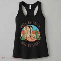 Walk By Faith Not By Sight Western Boots Women's Tank Top thumb 3