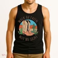 Walk By Faith Not By Sight Western Boots Tank Top thumb 3