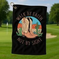Walk By Faith Not By Sight Western Boots Golf Towel thumb 1