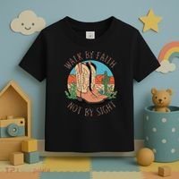 Walk By Faith Not By Sight Western Boots Toddler T-Shirt thumb 3