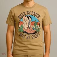 Walk By Faith Not By Sight Western Boots T-Shirt thumb 3