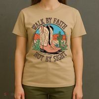 Walk By Faith Not By Sight Western Boots T-Shirt thumb 4