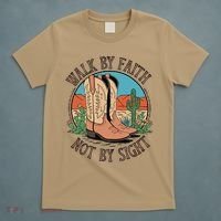 Walk By Faith Not By Sight Western Boots T-Shirt thumb 5