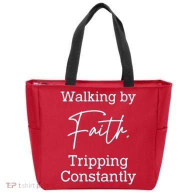 Walking By Faith Tripping Constantly Front And Back Tote Bag back