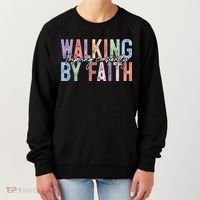 Walking By Faith Tripping Constantly Retro Funny Christian Slogan Women's Sweatshirt thumb 0