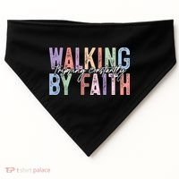 Walking By Faith Tripping Constantly Retro Funny Christian Slogan USA-Made Doggie Bandana thumb 0