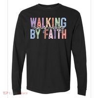Walking By Faith Tripping Constantly Retro Funny Christian Slogan Comfort Colors Heavyweight Long Sleeve T-Shirt thumb 0