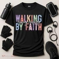Walking By Faith Tripping Constantly Retro Funny Christian Slogan Cooling Performance Crew T-Shirt thumb 3