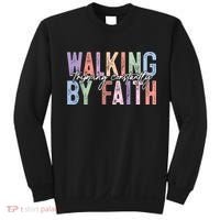 Walking By Faith Tripping Constantly Retro Funny Christian Slogan Sweatshirt thumb 0