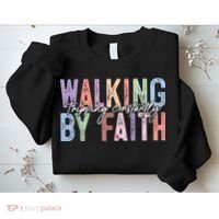 Walking By Faith Tripping Constantly Retro Funny Christian Slogan Sweatshirt thumb 2