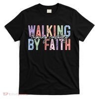 Walking By Faith Tripping Constantly Retro Funny Christian Slogan T-Shirt thumb 0