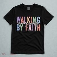 Walking By Faith Tripping Constantly Retro Funny Christian Slogan T-Shirt thumb 5