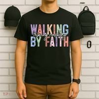 Walking By Faith Tripping Constantly Retro Funny Christian Slogan T-Shirt thumb 6