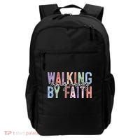 Walking By Faith Tripping Constantly Retro Funny Christian Slogan Backpack thumb 0