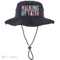 Walking By Faith Tripping Constantly Retro Funny Christian Slogan Bucket Hat thumb 0