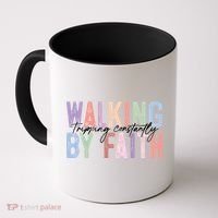 Walking By Faith Tripping Constantly Retro Funny Christian Slogan Coffee Mug thumb 0