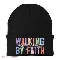 Walking By Faith Tripping Constantly Retro Funny Christian Slogan Beanie thumb 0