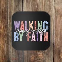 Walking By Faith Tripping Constantly Retro Funny Christian Slogan Coaster thumb 0