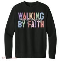Walking By Faith Tripping Constantly Retro Funny Christian Slogan V.I.T. Fleece Crew Sweatshirt thumb 0