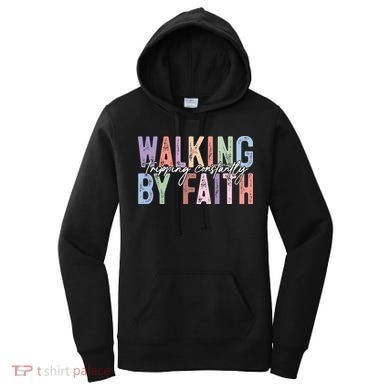 Walking By Faith Tripping Constantly Retro Funny Christian Slogan Women's Hoodie