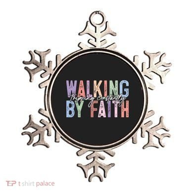 Walking By Faith Tripping Constantly Retro Funny Christian Slogan Ornament