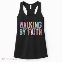 Walking By Faith Tripping Constantly Retro Funny Christian Slogan Women's Tank Top thumb 0