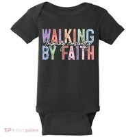 Walking By Faith Tripping Constantly Retro Funny Christian Slogan Baby Bodysuit thumb 0