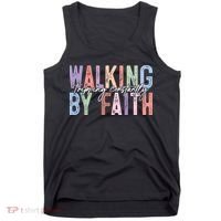 Walking By Faith Tripping Constantly Retro Funny Christian Slogan Tank Top thumb 0