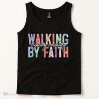 Walking By Faith Tripping Constantly Retro Funny Christian Slogan Tank Top thumb 2