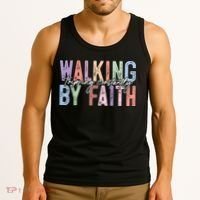 Walking By Faith Tripping Constantly Retro Funny Christian Slogan Tank Top thumb 3
