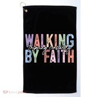 Walking By Faith Tripping Constantly Retro Funny Christian Slogan Golf Towel thumb 0