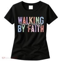Walking By Faith Tripping Constantly Retro Funny Christian Slogan Women's T-Shirt thumb 0