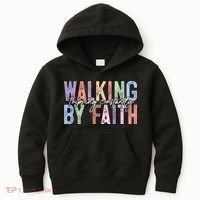 Walking By Faith Tripping Constantly Retro Funny Christian Slogan Kids Hoodie thumb 0