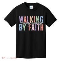 Walking By Faith Tripping Constantly Retro Funny Christian Slogan Kids T-Shirt thumb 0