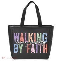 Walking By Faith Tripping Constantly Retro Funny Christian Slogan Tote Bag thumb 0