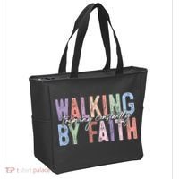 Walking By Faith Tripping Constantly Retro Funny Christian Slogan Tote Bag thumb 2
