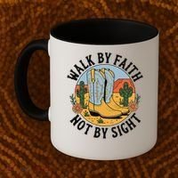 Walk by Faith Not by Sight Western Boots Coffee Mug thumb 2
