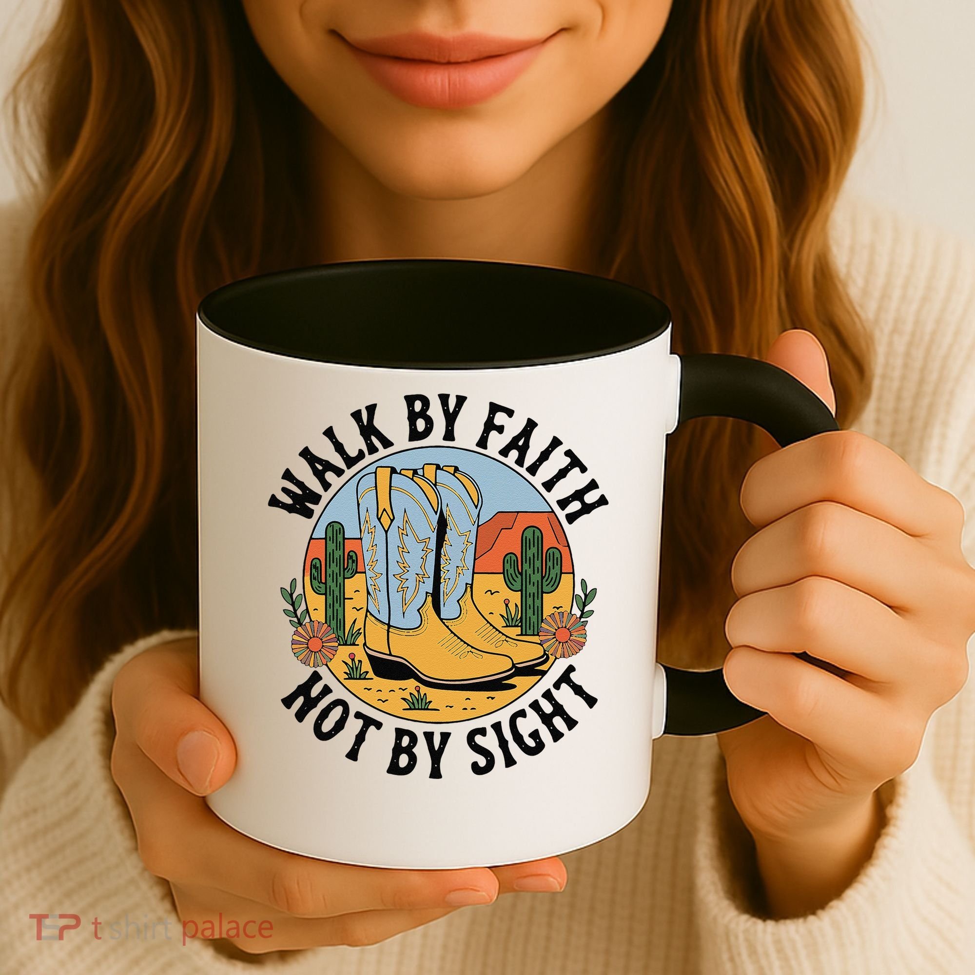 Walk by Faith Not by Sight Western Boots Coffee Mug
