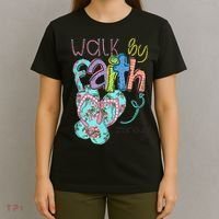 Walk By Faith Flip Flops Christian Jesus Bible Verse Summer T-Shirt thumb 4