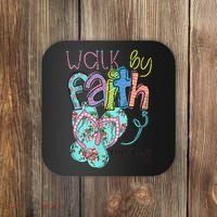 Walk By Faith Flip Flops Christian Jesus Bible Verse Summer Coaster thumb 0