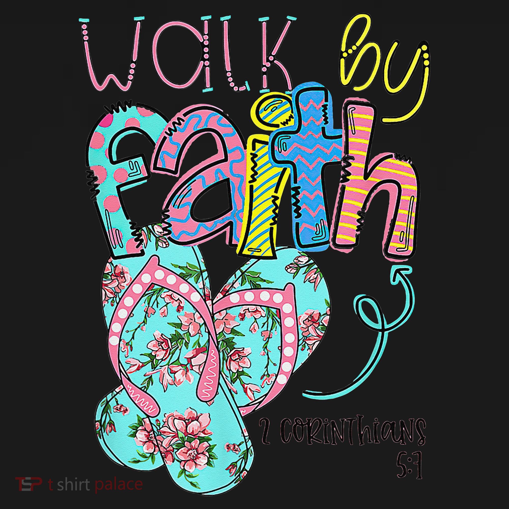 Walk By Faith Flip Flops Christian Jesus Bible Verse Summer Women's Tank Top